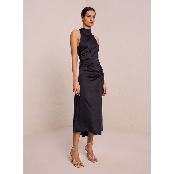 A.L.C. Inez asymmetric ruched satin midi dress - Picture 4 of 11